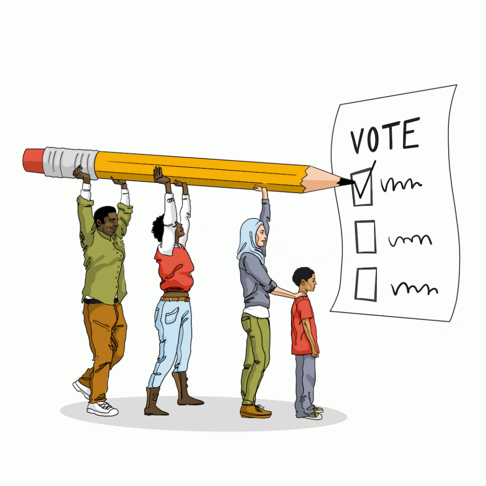 VOTE FOR INDIA, male Indian Voter Hand with voting sign or ink pointing out  , Voting sign on finger tip Indian Voting on india map election commission  of india Stock Illustration |